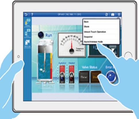 Operator using an HMI touch screen